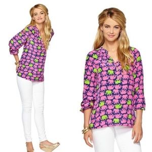 Lilly Pulitzer Pink and Green Elephant Blouse